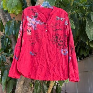 Desigual Red Floral Butterfly Blouse